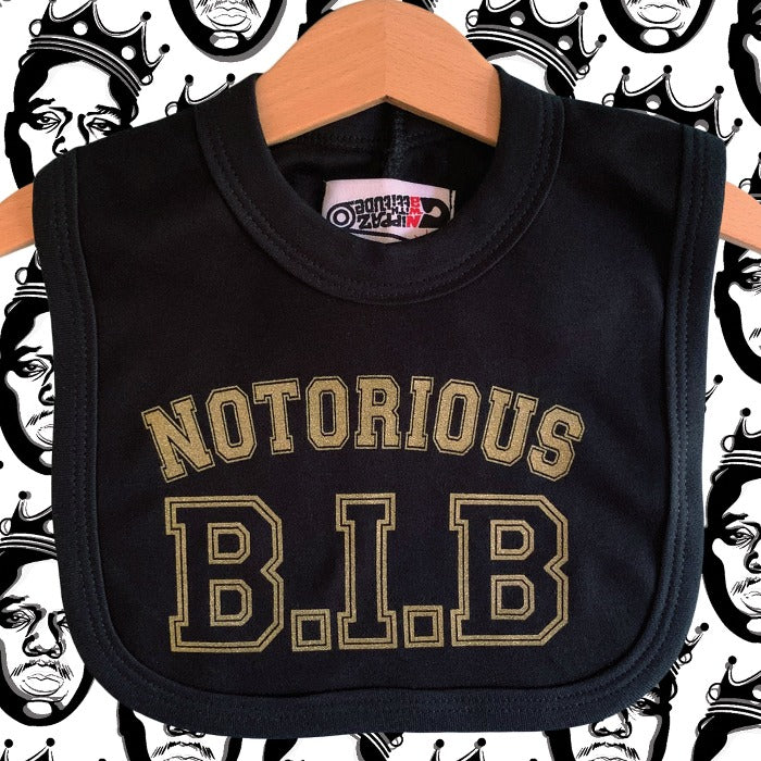 Notorious B.I.B Baby Bib (Black & Gold)